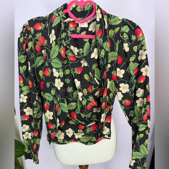 Ungaro Vintage Strawberry Print Silk Blouse - Picture 3 of 4